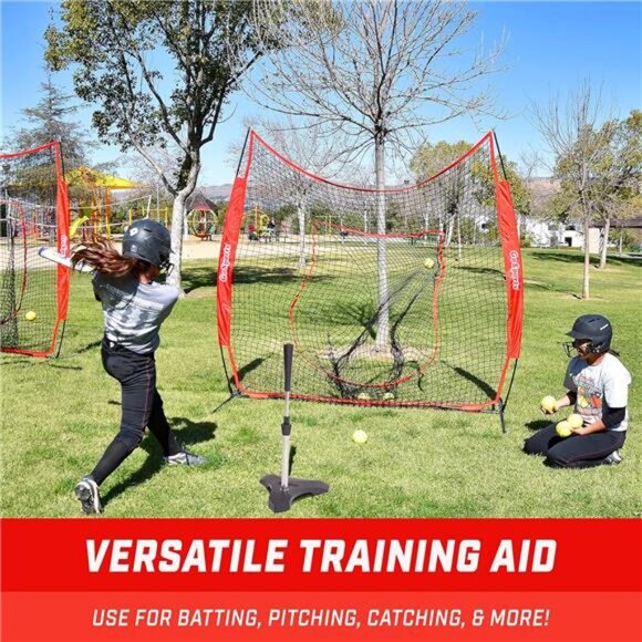 7ft x7ft Baseball & Softball Practice Hitting & Pitching Net with Bow Type Frame - Picture 3 of 7